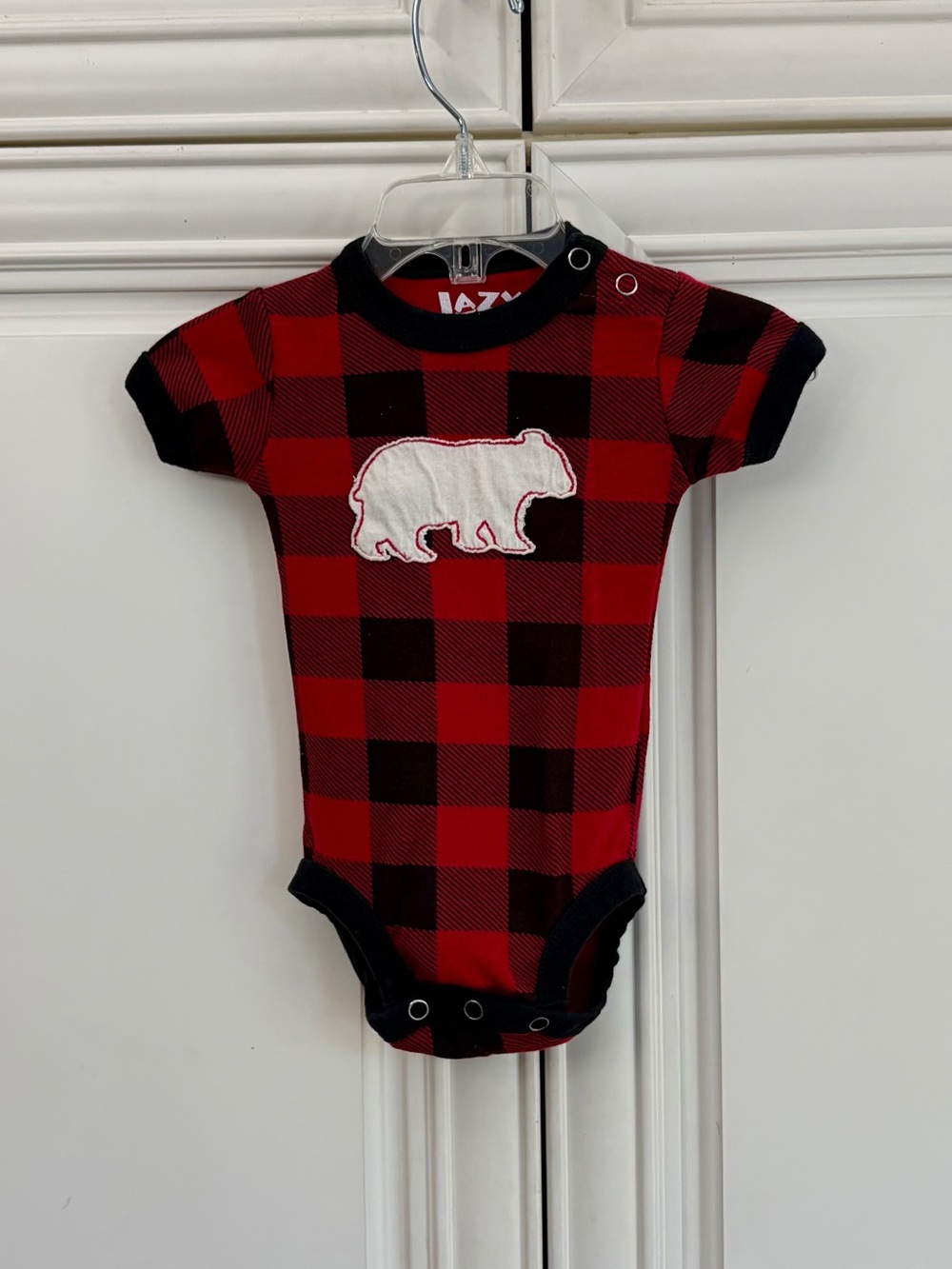 Lazy One plaid with best graphic Infant Onesie